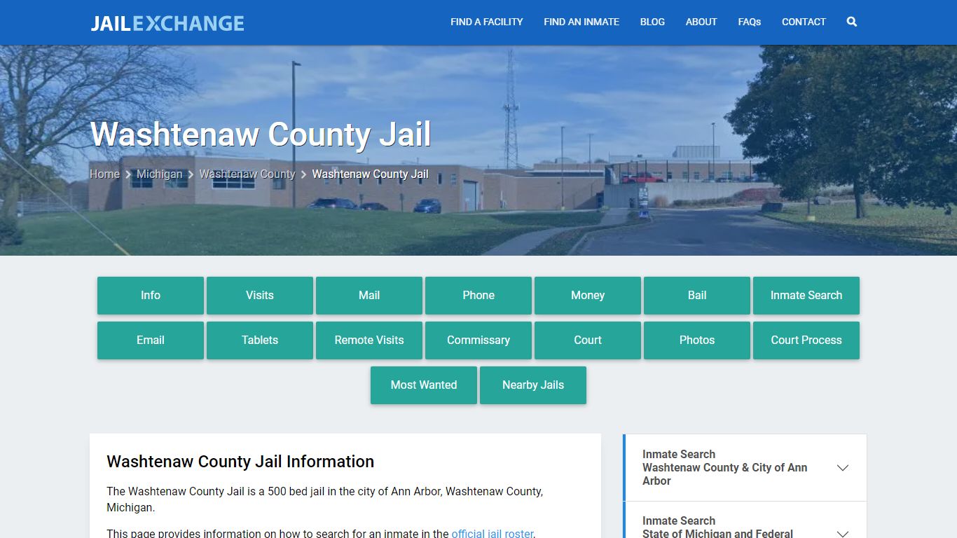 Washtenaw County Jail, MI Inmate Search, Information